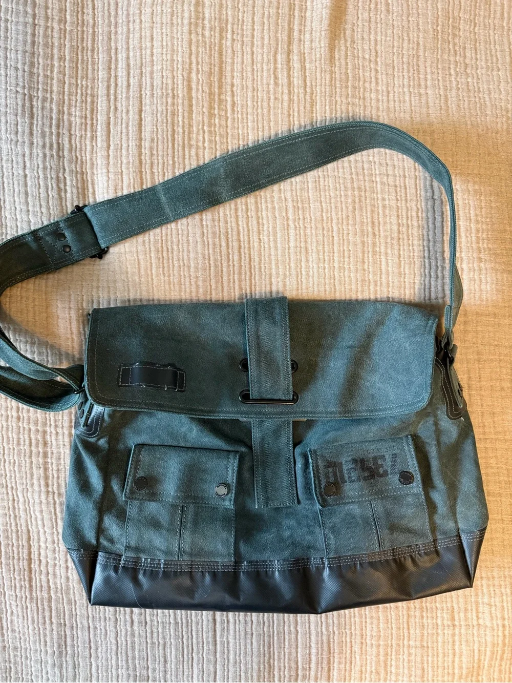 Vintage DIESEL Green Canvas Messenger Bag